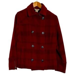 Woolrich Raeburn Double Breast Plaid Peacoat Red Size S